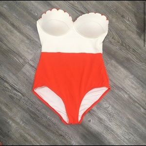 TopShop Scalloped Colorblock one piece swimsuit